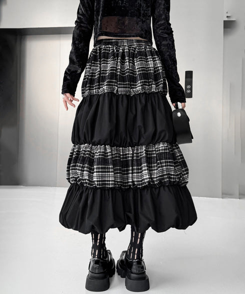 Black Mesh Layered Skirt